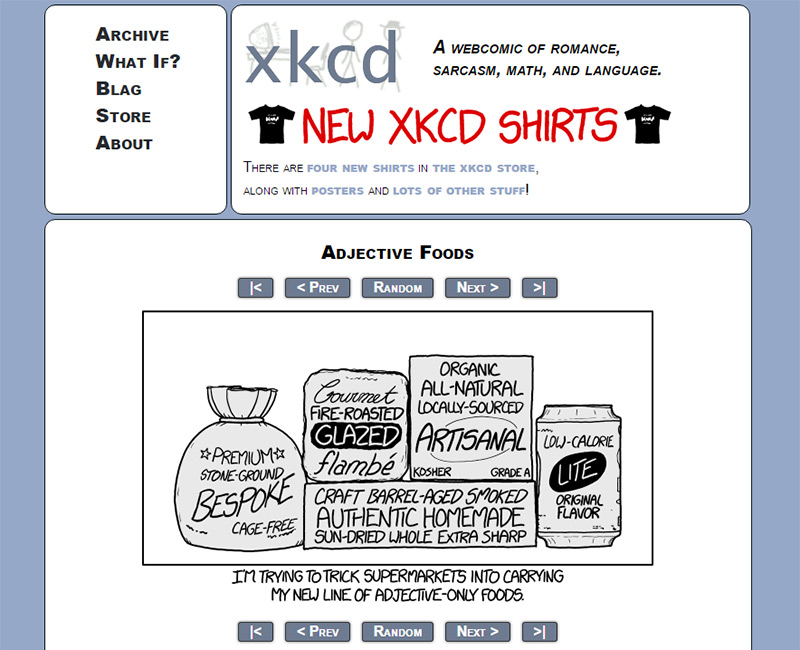 xkcd homepage
