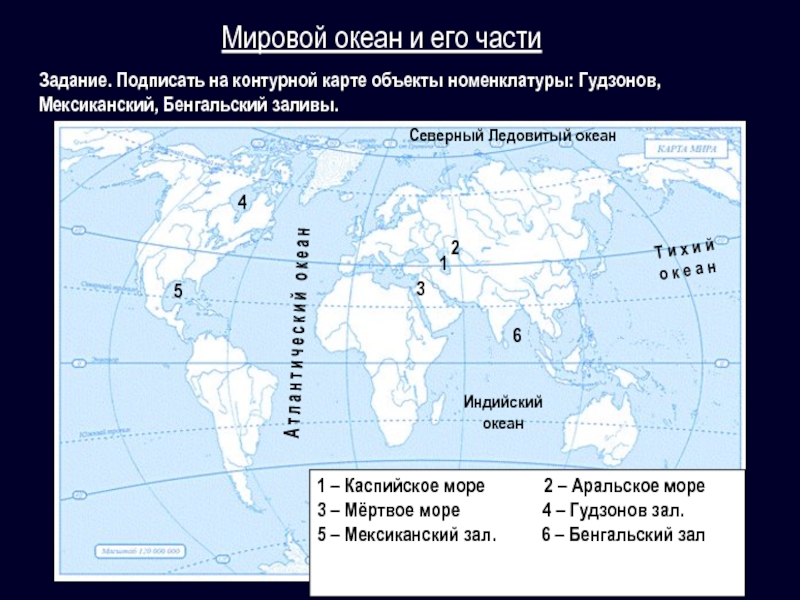 Контурная карта заливы